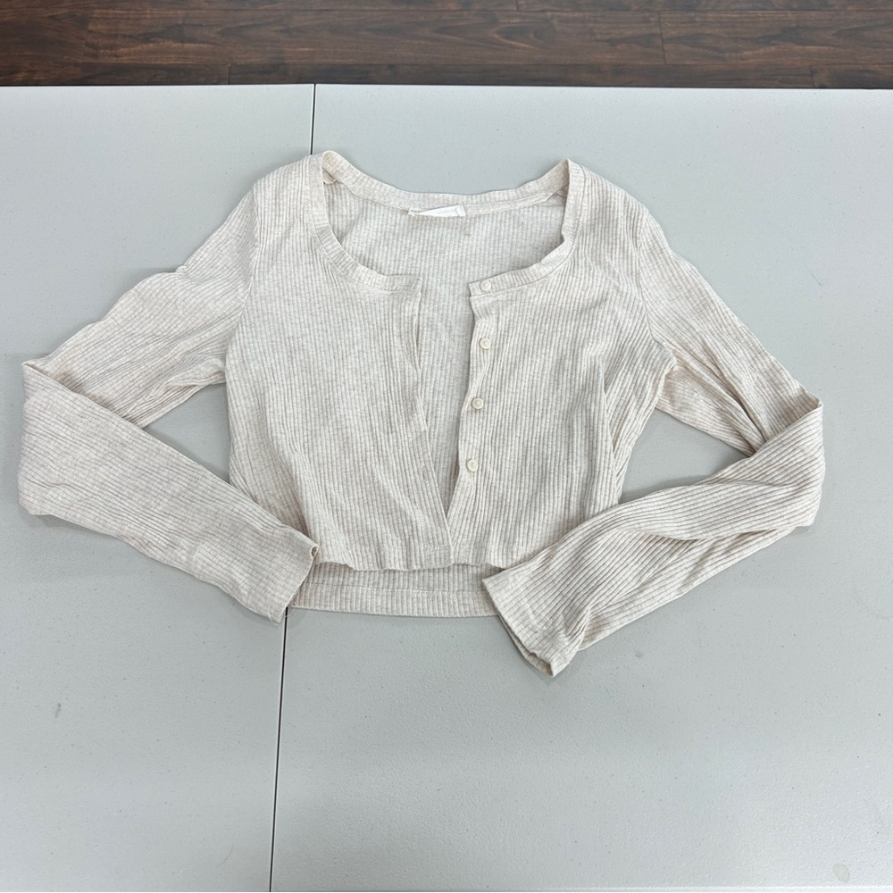 Primark Cream Ribbed Button-Up Blouse